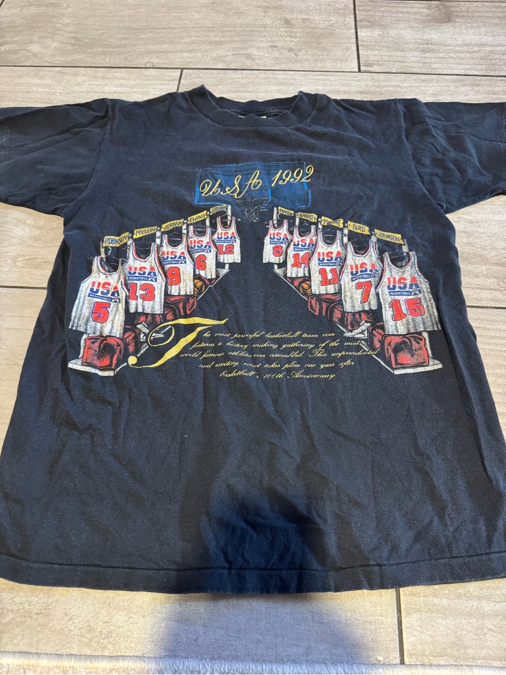 Vtg 1992 USA Dream Team Shirt Mens Sz M Black NBA Basketball Embroidered Nutmeg
